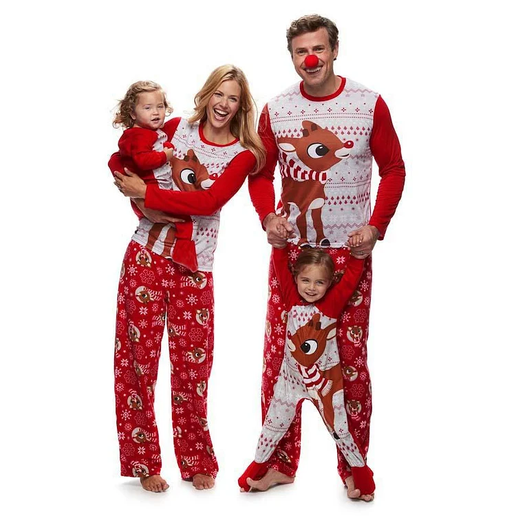 Christmas  Moose Rudolph Family Matching Pajamas Set