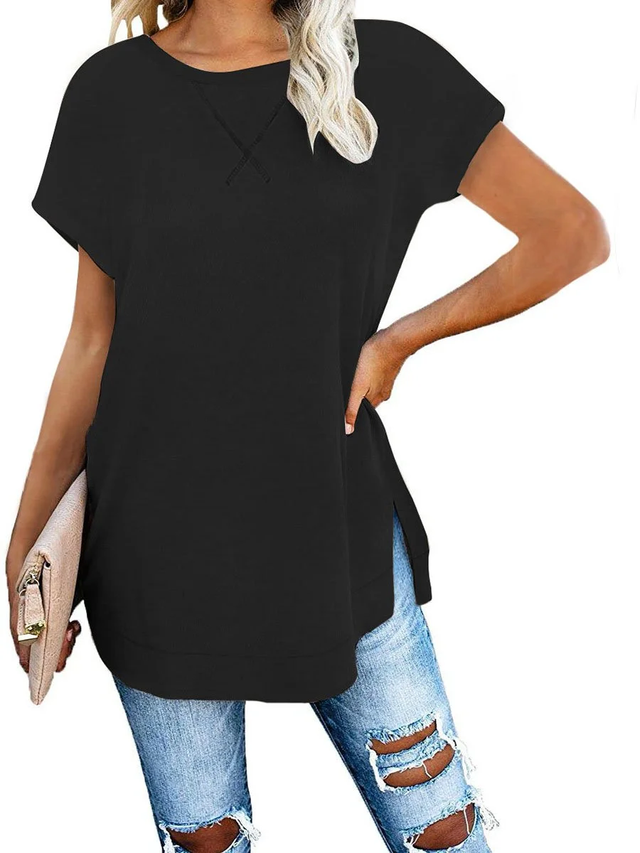 Casual Style Solid Color  T-shirt