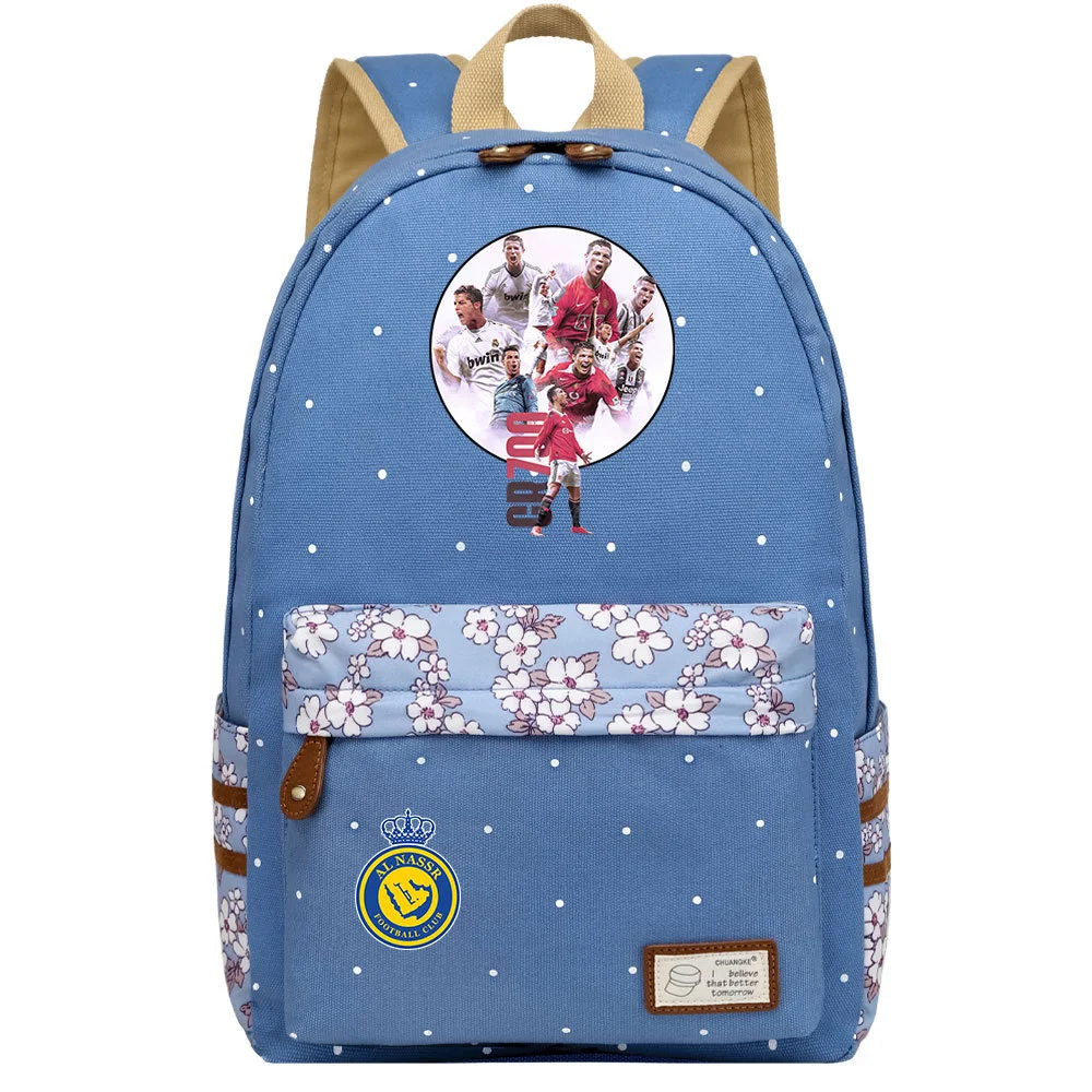 Buzzdaisy Cristiano Ronaldo Backpack - Stylish & Spacious Schoolbag with Double Side Pockets for Leisure Travel