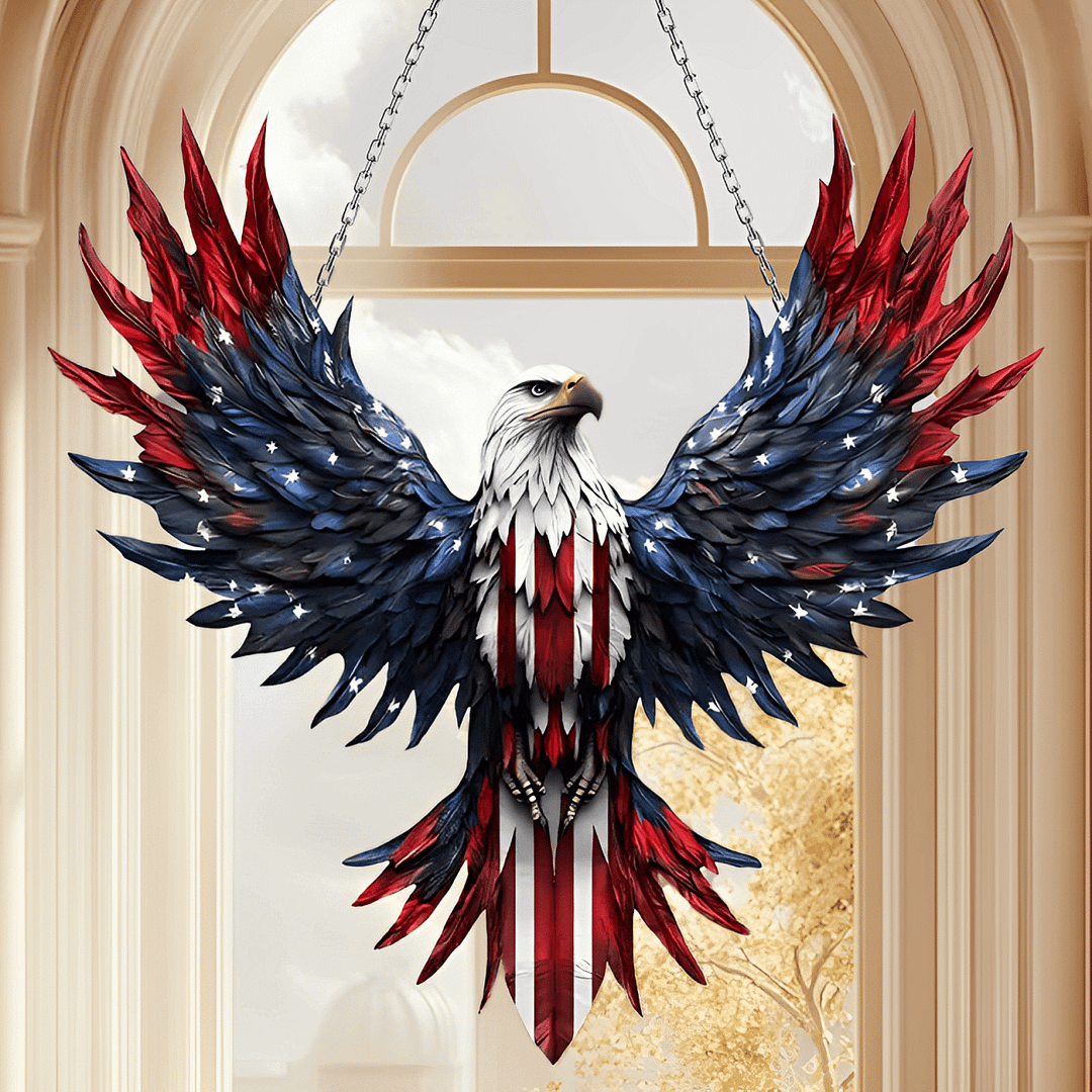 Freedom Soars Eagle Stained Art Ornament (8 inches) 