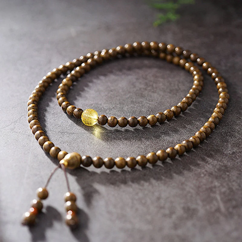Agarwood Amber Red Agate 108 Mala Beads 999 Gold Brunei Heart Sutra Strength Meditation Bracelet