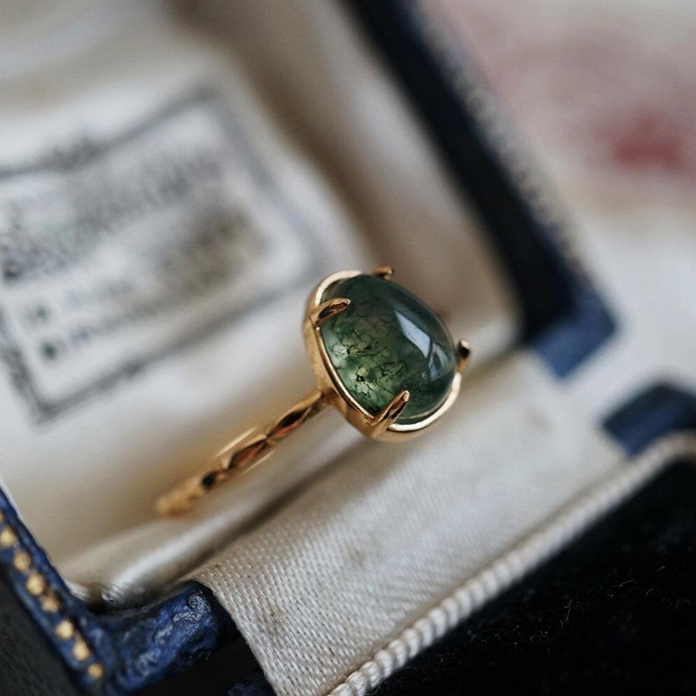 Natural Green Agate Stone Ring