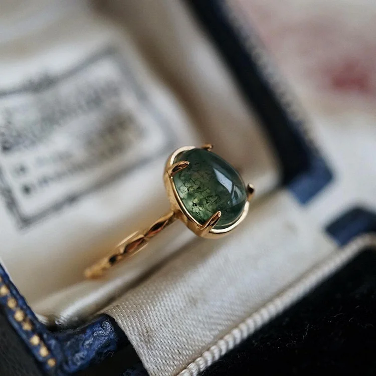Natural Green Agate Stone Ring