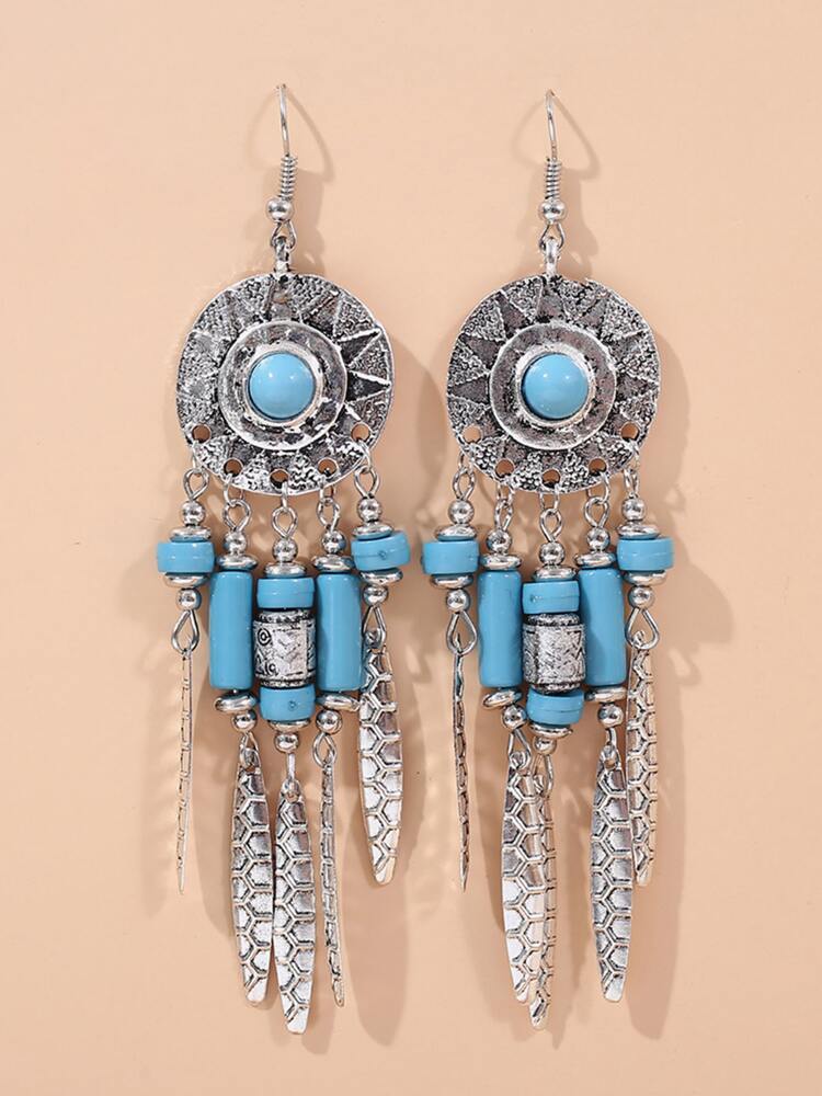 Bead Tassel Drop Earrings