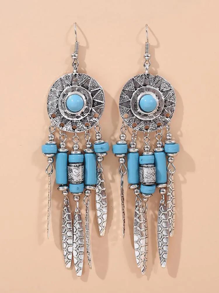Bead Tassel Drop Earrings