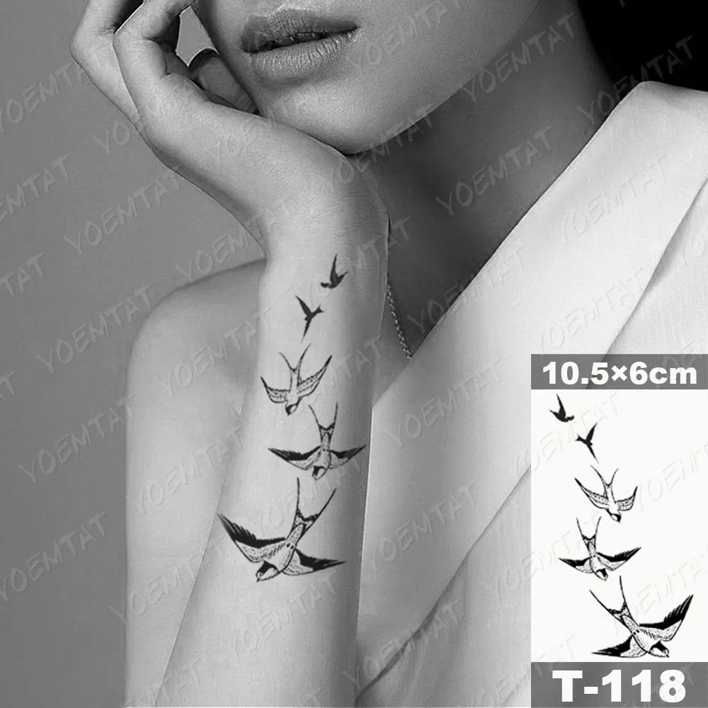 Waterproof Temporary Tattoo Sticker Moth Butterfly Wolf Snake Deer Panda Animal Flash Tatto Women Men Kids Body Art Fake Tattoos