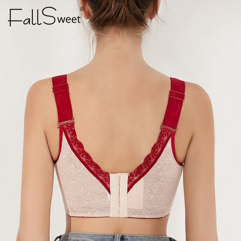 FallSweet Ultra Thin Bra Plus Size Underwear Women Sexy Lingerie Full Lace Bralette Wireless Bras C D E Cup
