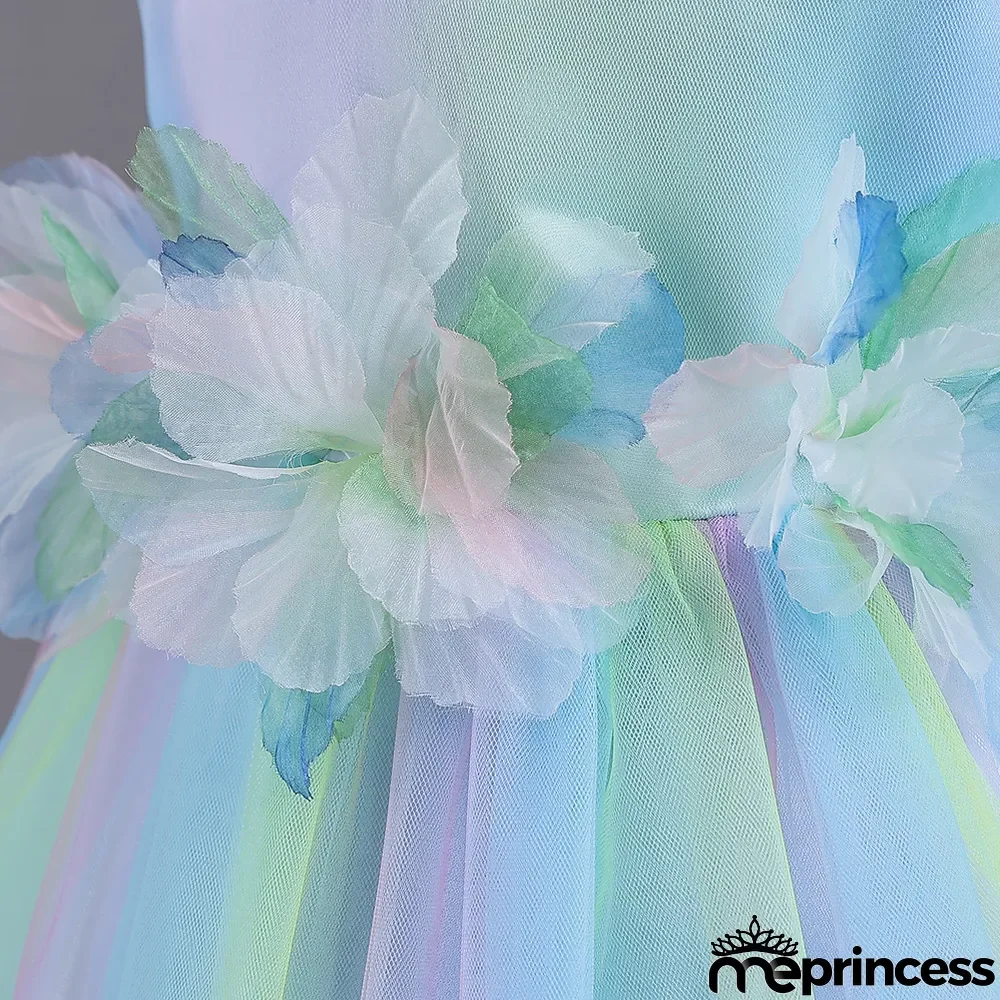 Infant and Toddler Dresses Floral Dress Multi-Color Mesh Pouf Princess Dress