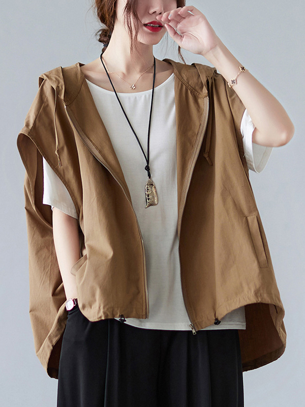 Loose Hooded Vest Outwear
