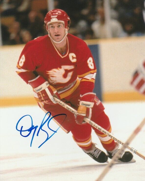 VINTAGE DOUG RISEBROUGH SIGNED CALGARY FLAMES CAPTAIN 8x10 Photo Poster painting Autograph PROOF