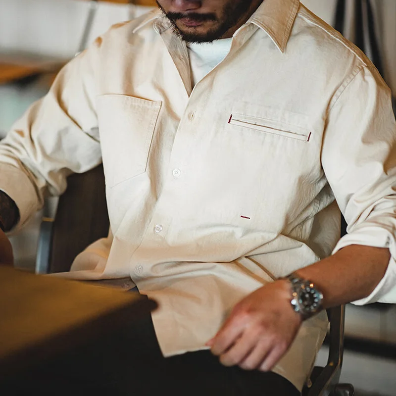 Retro All-match Workwear Pure Cotton Long-sleeved Shirt