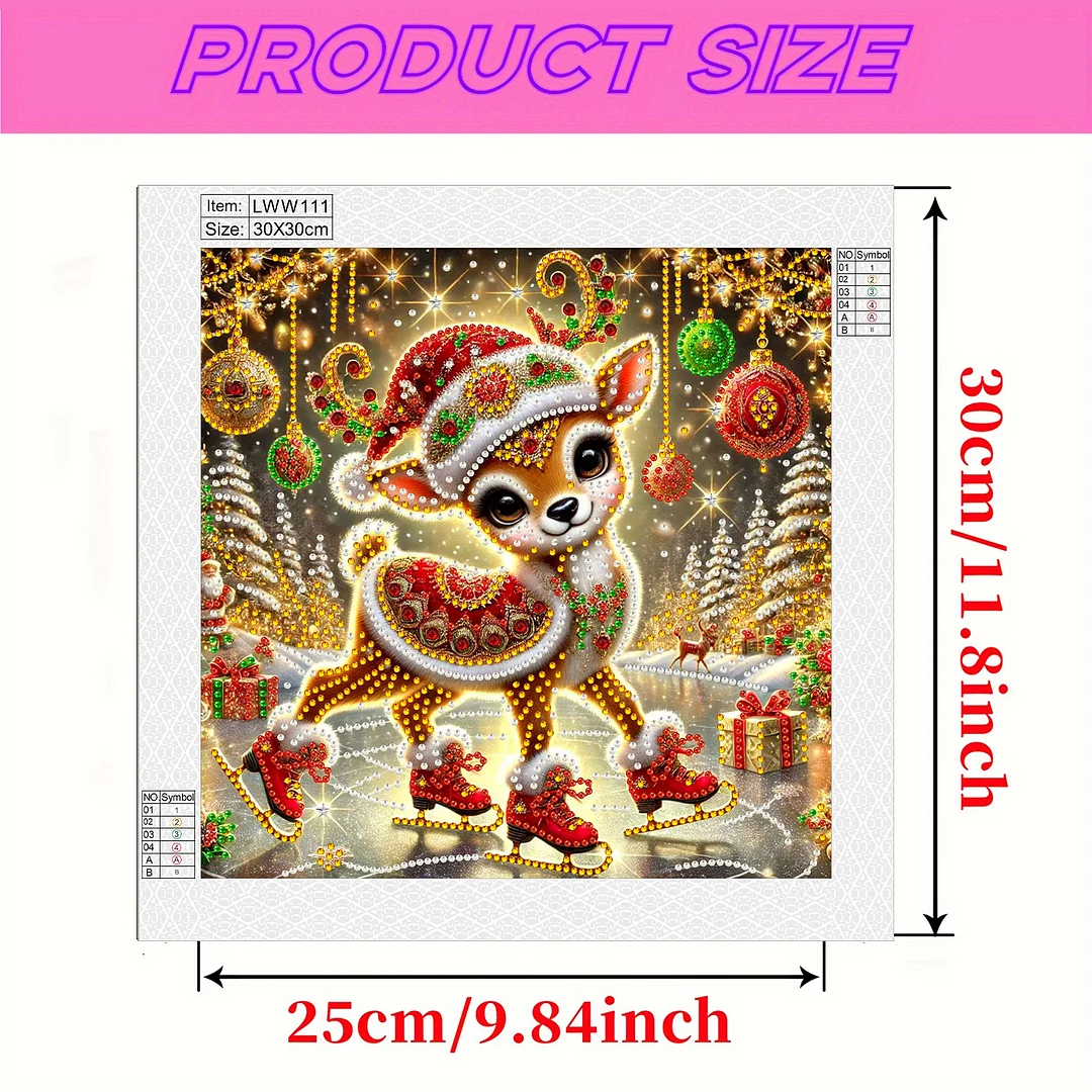 Christmas Deer - Diamond Painting - Partial Special Shaped Drill(Canvas|30*30cm)