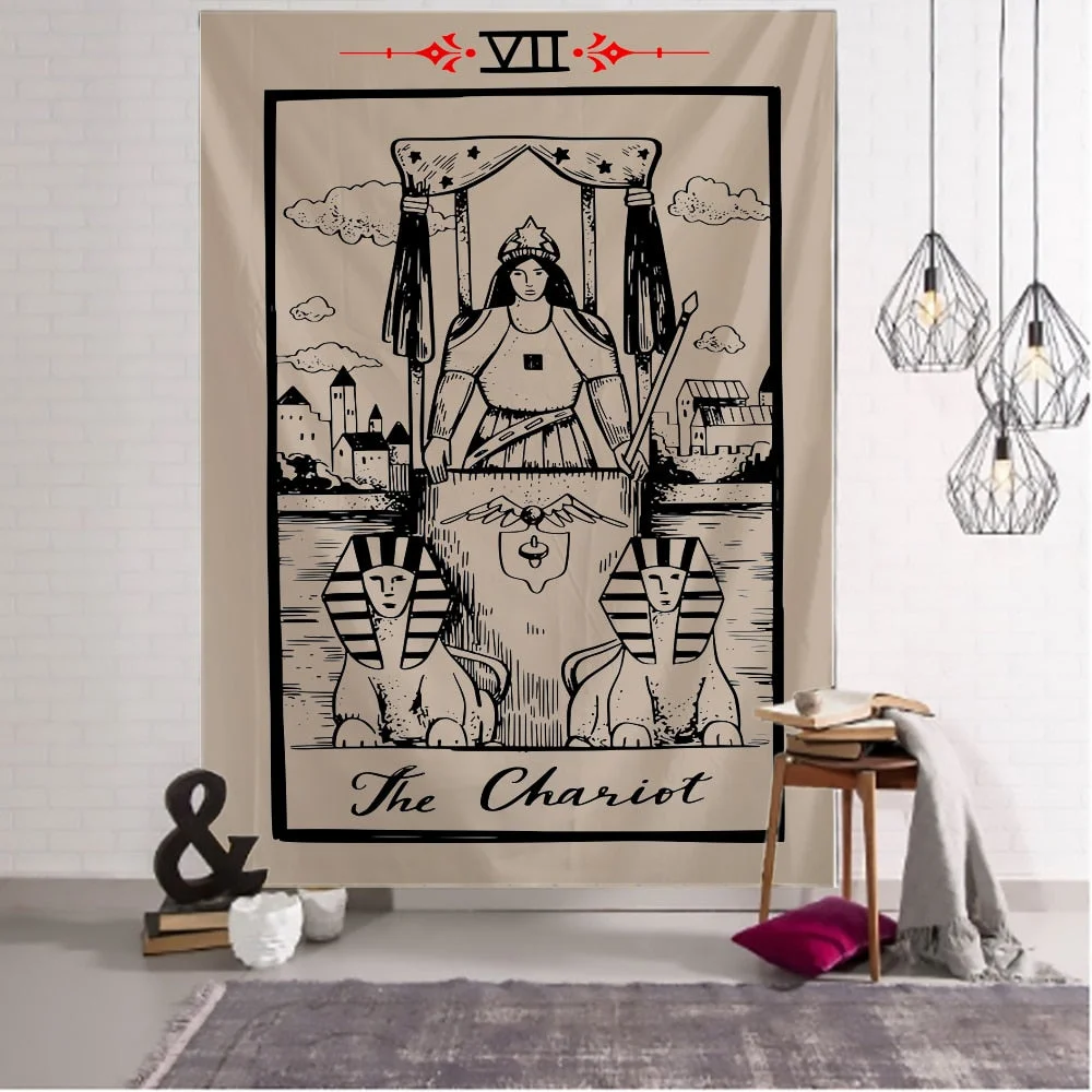 Middle Ages Illustration Tarot Tapestry Creative Dark Witchcraft Room Headboard Arras Carpet Astrology Blanket Home Decoration