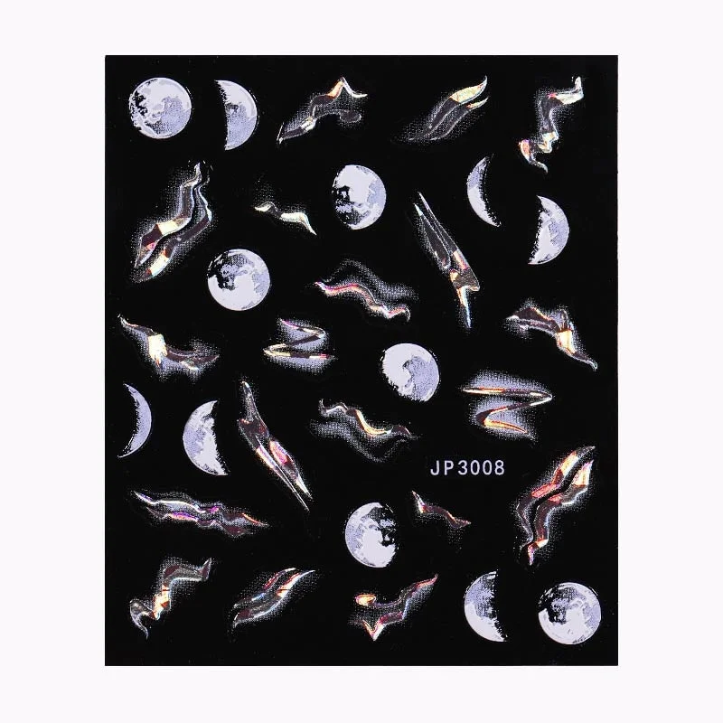 5D White Nail Sticker Rose Flower Engraved Embosse Design Transfer Decals Slider Wraps DIY Nail Art Decoration Accessories