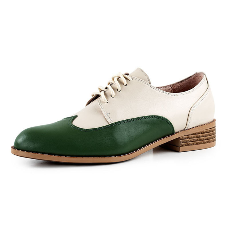 TAAFO Ladies Pretty Leather Brogues Flats Almond Toe Girls Oxford Shoes Work Bunisess Size 39