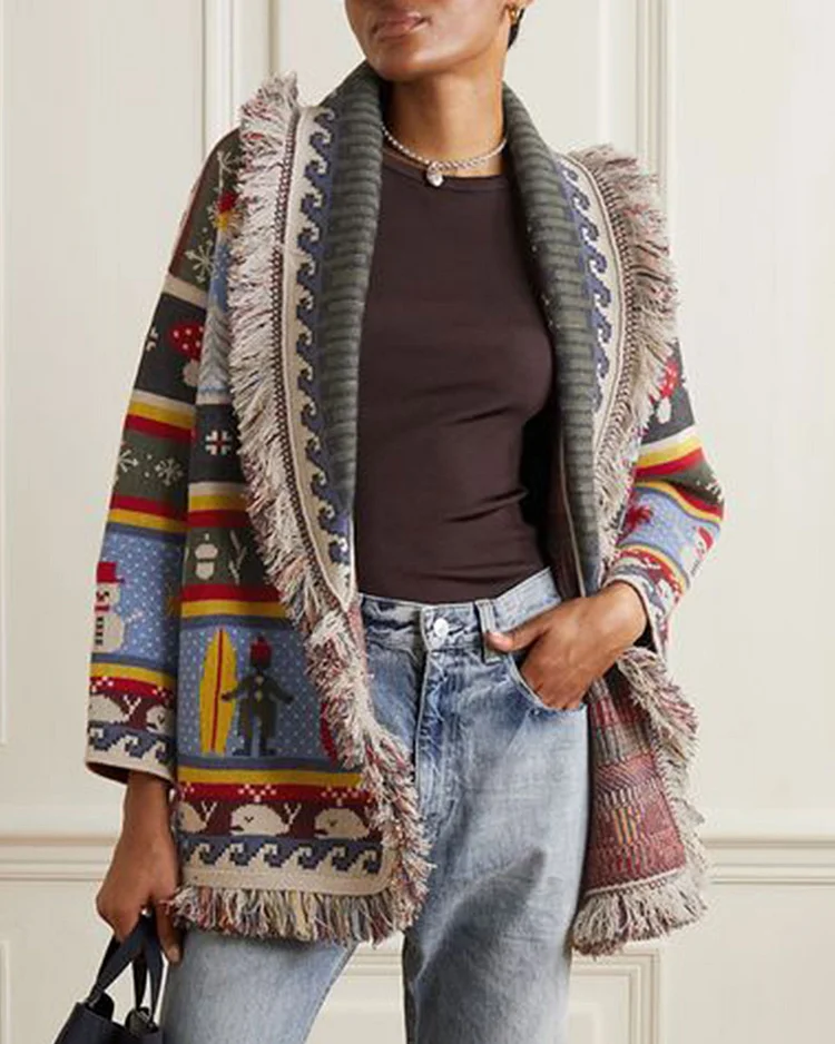 Belted Jacquard-knit Cashmere And Wool-blend Cardigan