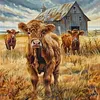 Farm Highland Cattle-14CT Stamped Cross Stitch 40*40cm tapestrymarket