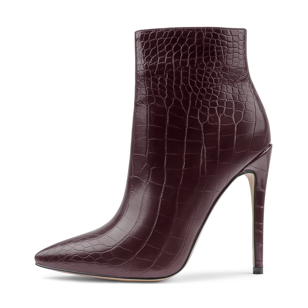 120mm Women's Ankle Boots Closed Pointed Toe Stilettos Autumn Dress Booties-MERUMOTE