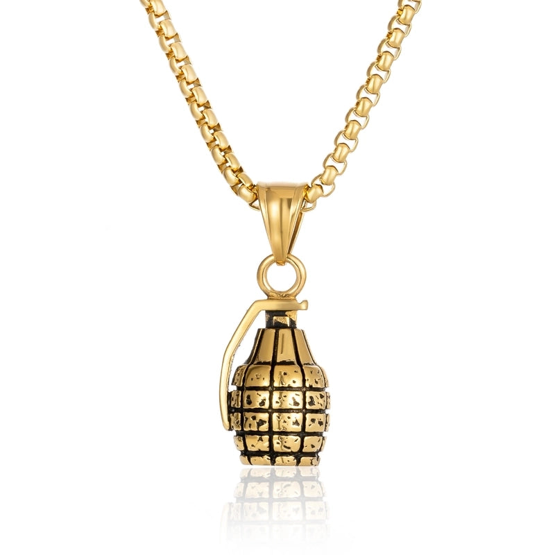 Hip-Hop Grenade 304 Stainless Steel Men’s Pendant Necklace