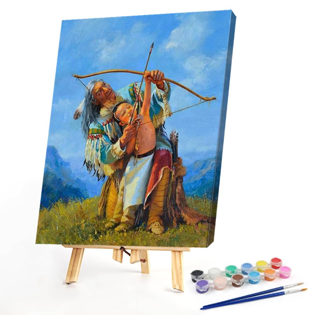 

40*50CM - Paint By Numbers - Indigenous Dad Son, 501 Original