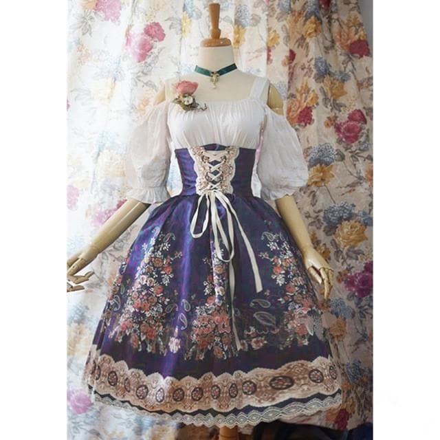 4 Colors Vintage Lolita Off-Shoulder Dress SP14284