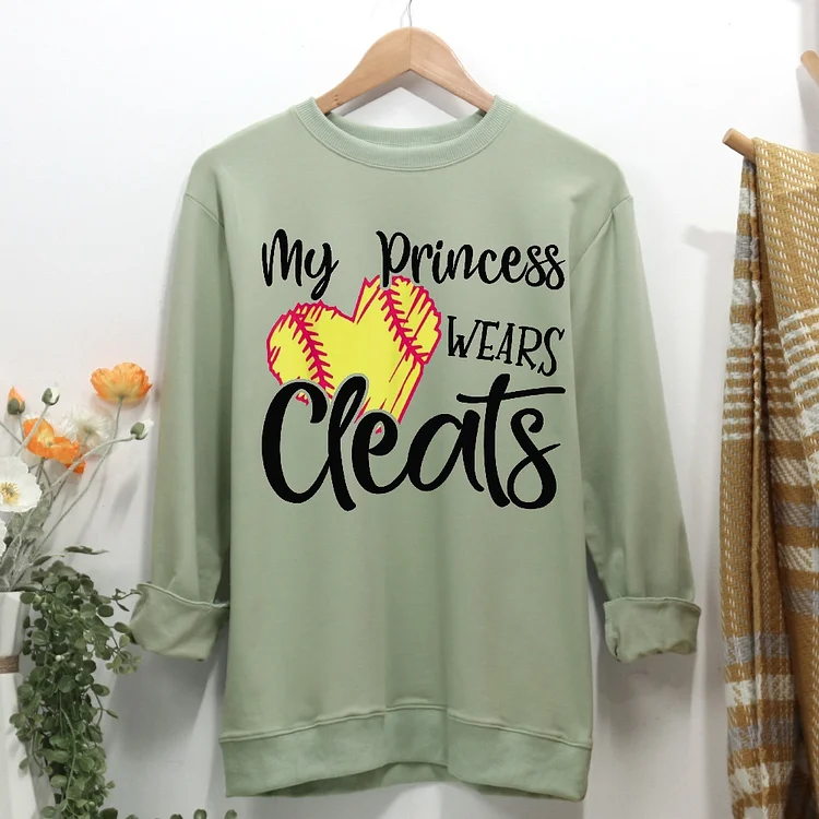 My Princess Wears Cleats Softball Women Casual Sweatshirt