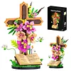 Jesus Cross Flowers Building Blocks Set Building Bricks Kit Construction Bricks Toy Gifts for Anniversaries Valentines Day Halloween