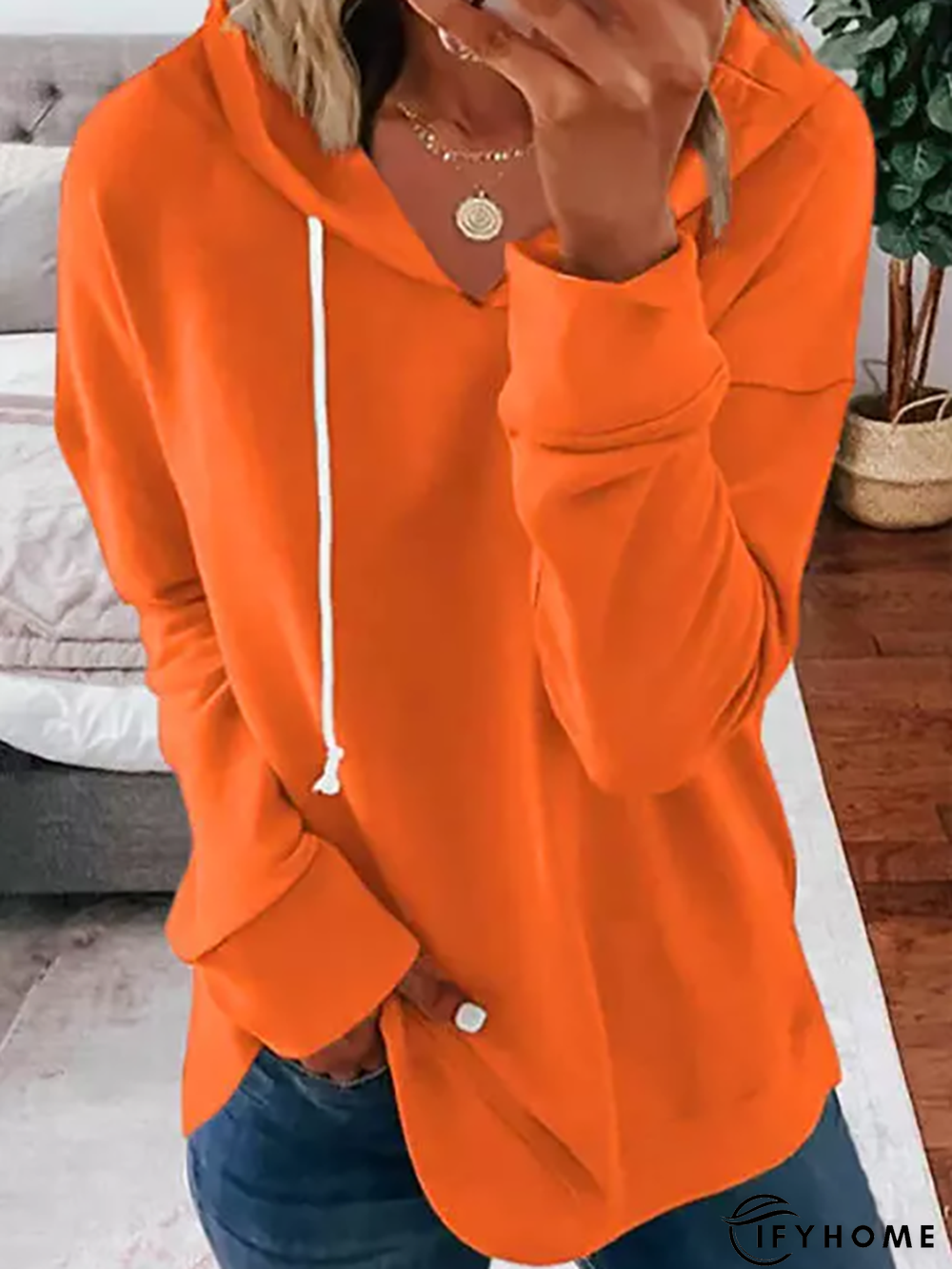 Women Long Sleeve Hoodie Fall Winter Loose Casual Tunic Sweatshirt | IFYHOME