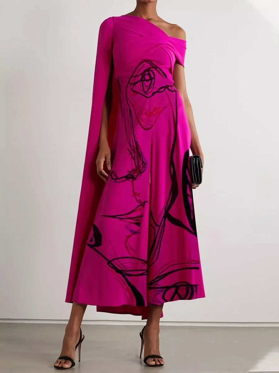 Stylish asymmetric printed dress