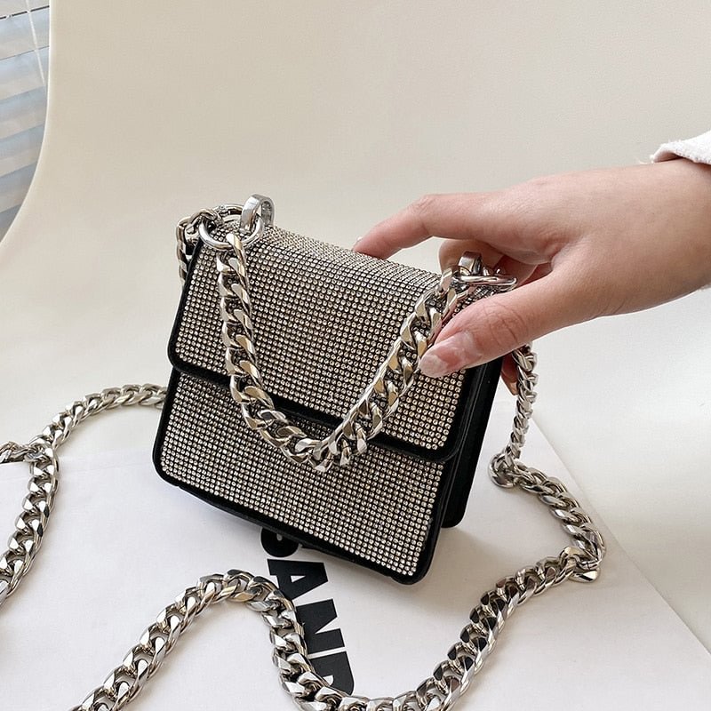 Diamond Mini Square Tote bag 2021 Spring New High-quality PU Leather Women's Designer Handbag Chain Shoulder Messenger bag
