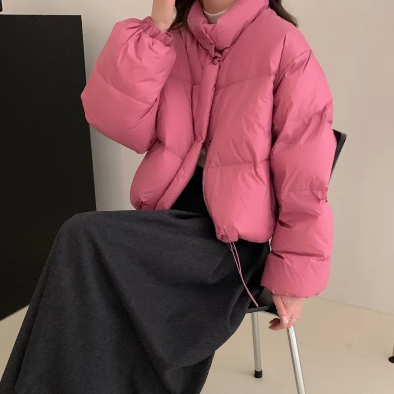 Woherb Han Version Of The East Gate Sweet Short Down Jacket Female East New Standing Collar Small White Duck Down Coat Bread Clothing-Outfit Ideas