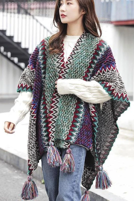 Winter Knitted Warm Tassel Scarf Shawl main image 1