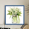 Flowers Full 18CT 2 Strands DIY Stamped Cross Stitch Kits for Beginners Adults Home Wall Decor Cross Stitch Art and Crafts Kits 25x25cm