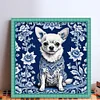 Blue And White Porcelain-Chihuahua-11CT Stamped Cross Stitch 40*40cm/15.75*15.75in