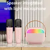 Mini Karaoke Machine Portable BT 5.3 Speaker with 2 Wireless Microphone(Blue)
