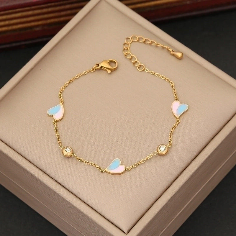 304 Stainless Steel Copper 18K Gold Plated Minimalist Commute Plating Heart Shape Butterfly Bracelets