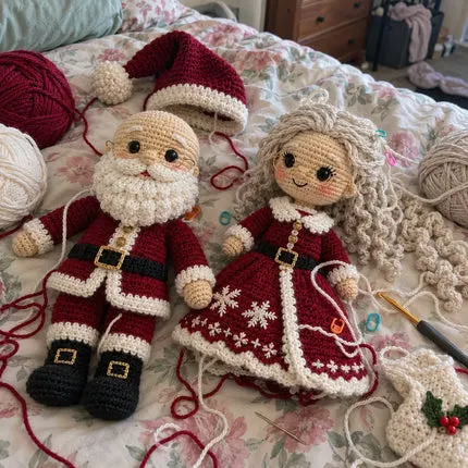 Santa and Mrs Claus dolls by Dorlinda