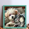 Dog Cat-11CT Stamped Cross Stitch 40*40cm/15.75*15.75in tapestrymarket