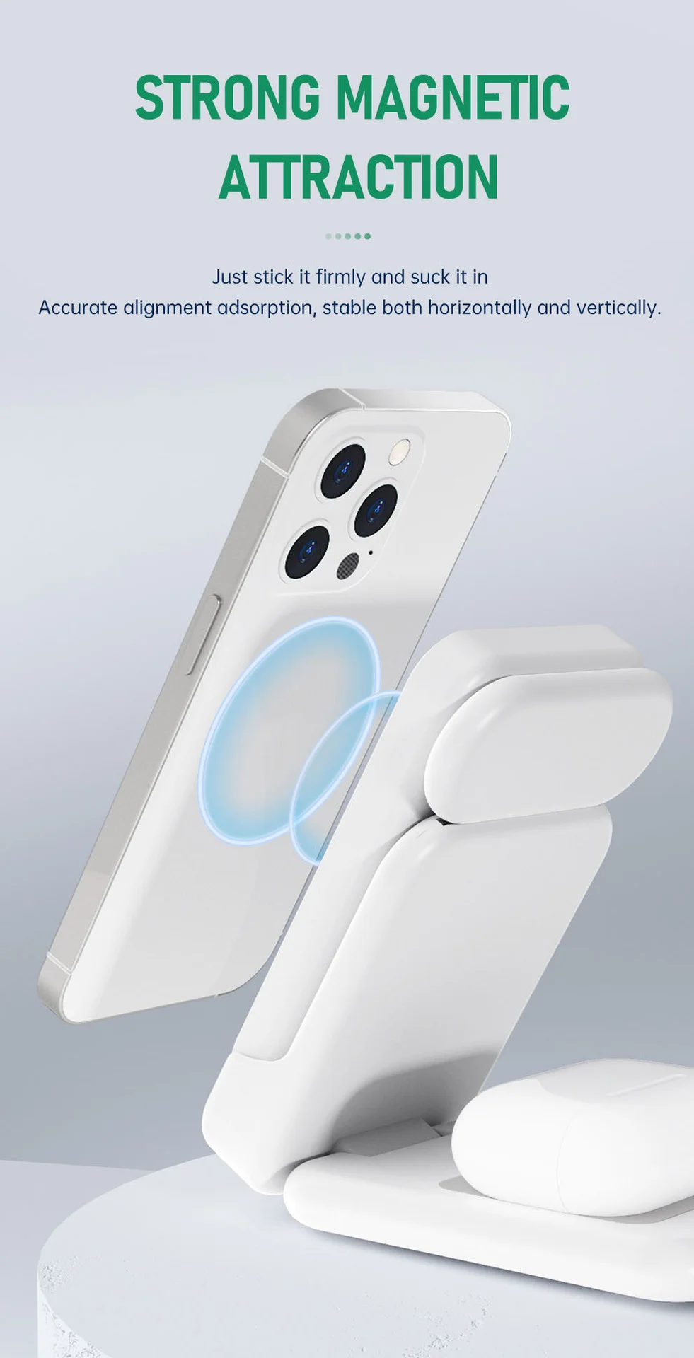 Magsafe magnetic power bank with stand 4 in 1 detachable foldable wireless charger