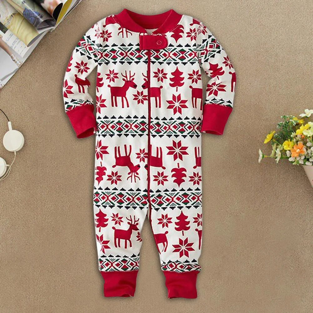 New Arrival Family Matching Outfits Casual Parent-Child Christmas Men Women 2pcs Clothes Elk Print Pajamas Pants Tops