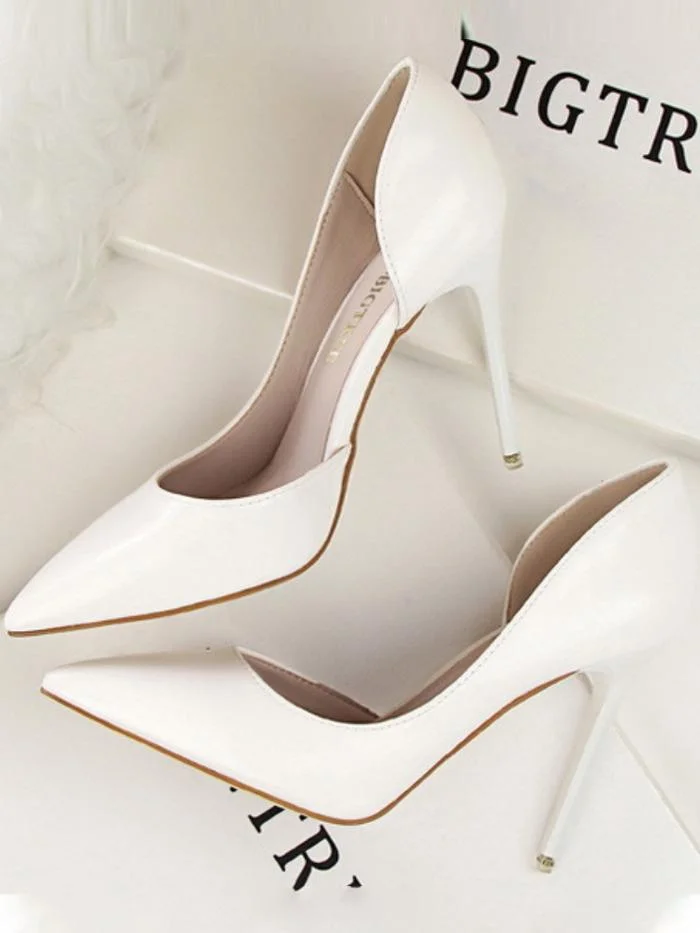 Fashion stiletto high-heeled patent leather shallow pointy sexy high-heeled shoes