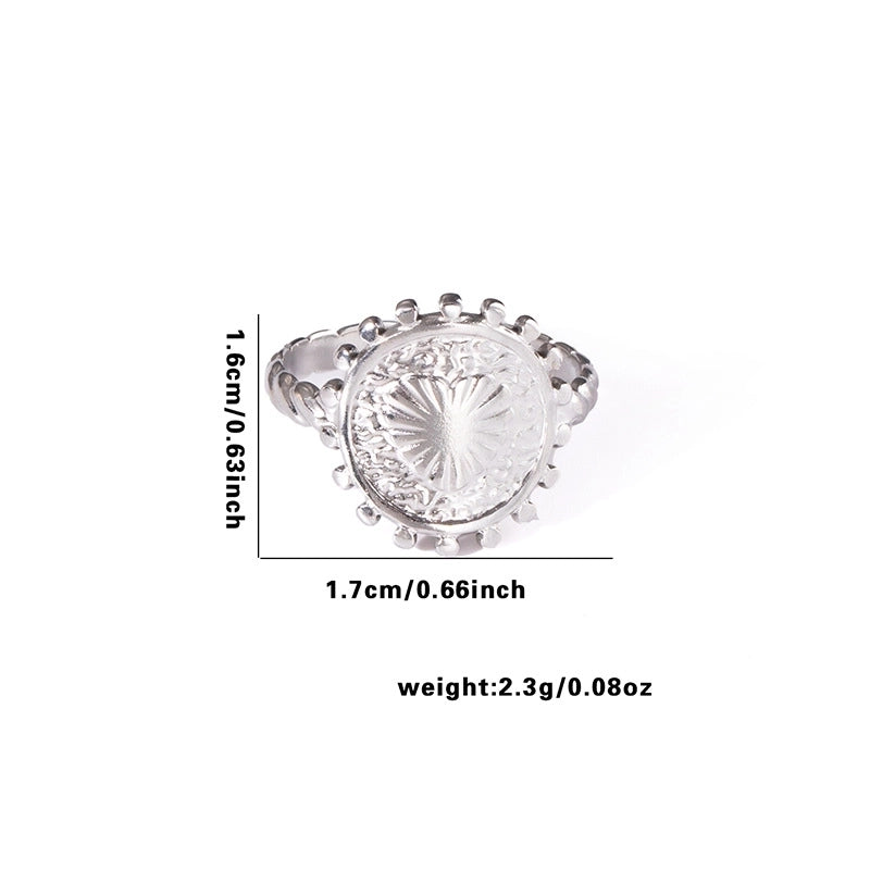 Retro Classic Style Geometric Leaf Snake Titanium Steel Plating Open Rings