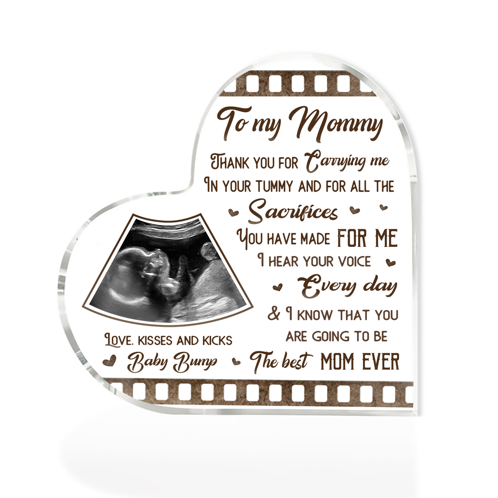 To My Mummy/Mommy Personalised Photo Acrylic Heart Keepsake Custom Text Ornaments -  Thank You For Carrying Me In Your Tummy-Jessemade AU