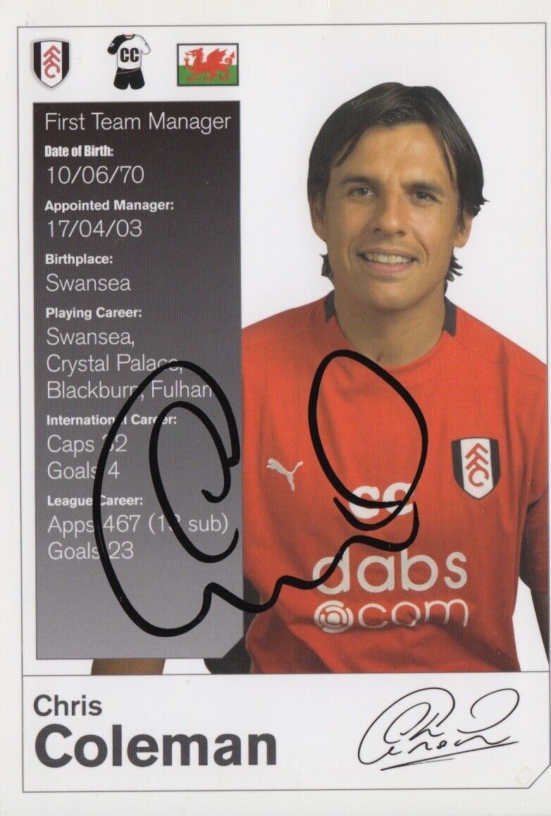 CHRIS COLEMAN HAND SIGNED 6X4 Photo Poster painting FULHAM FOOTBALL AUTOGRAPH 1