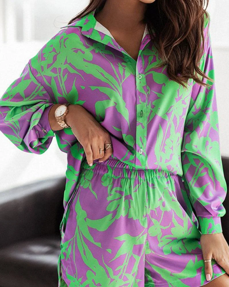 Loose Large Shirt Shorts Set