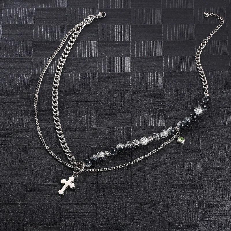 Minimalist Commute Solid Color 304 Stainless Steel Chain 18K Gold Plated Men's Layered Necklaces