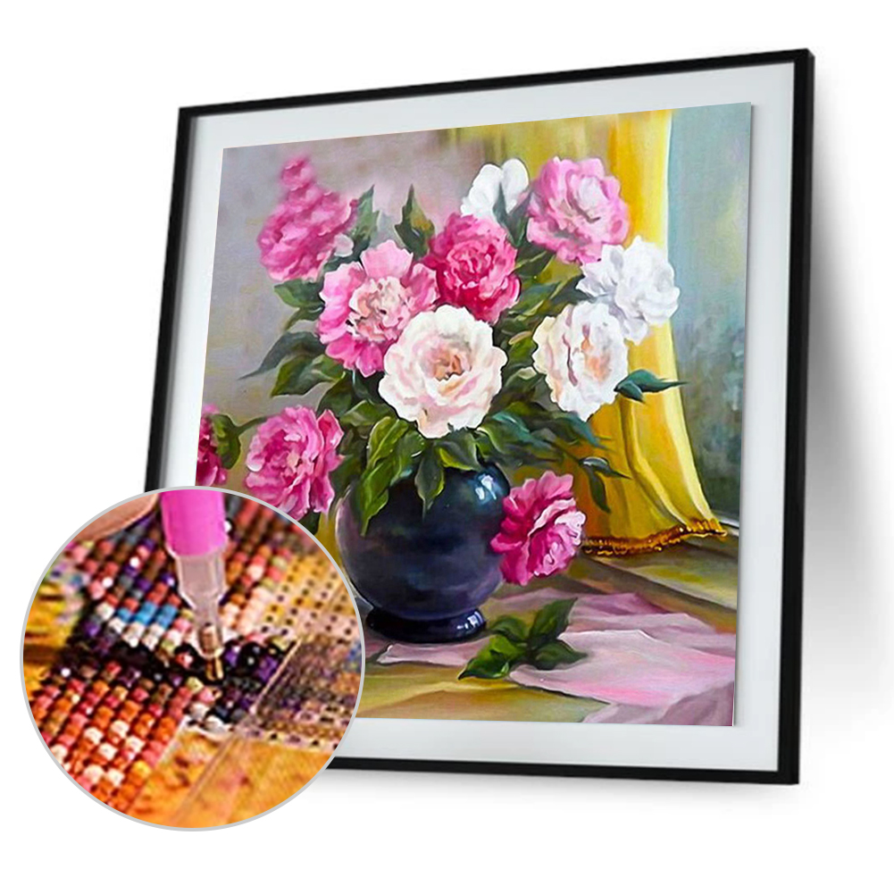

30*30CM Round Drill Diamond Painting-Vase, 501 Original