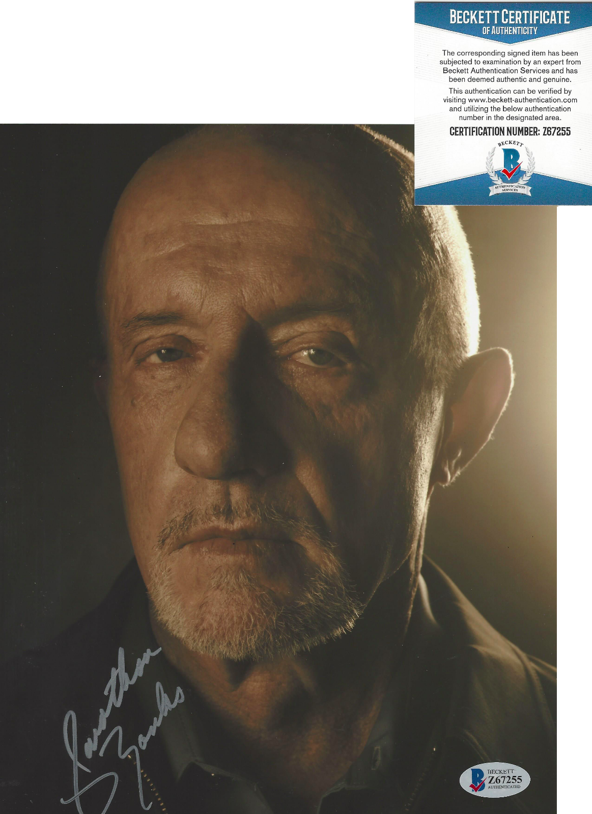 JONATHAN BANKS SIGNED 'BREAKING BAD' 8x10 Photo Poster painting BETTER CALL SAUL BECKETT COA BAS