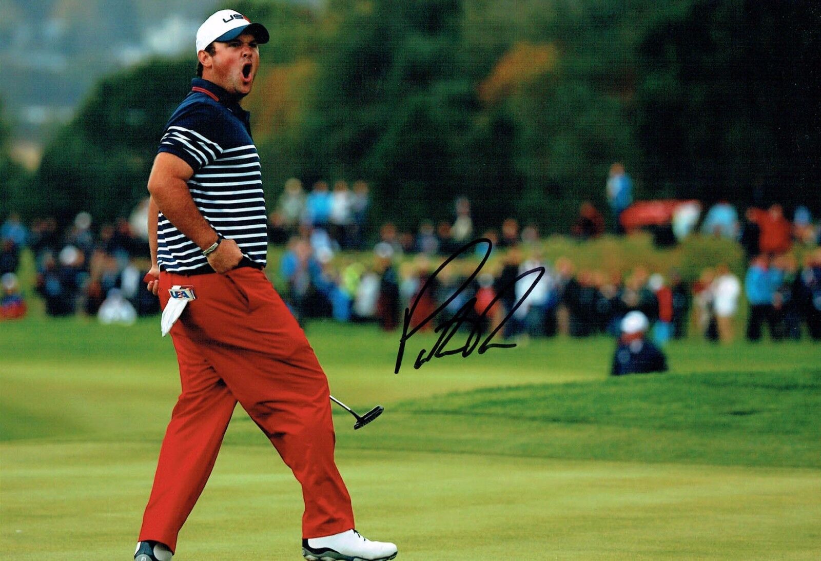 Patrick REED SIGNED 12x8 Photo Poster painting 1 AFTAL Autograph COA Golf Ryder Cup Team USA