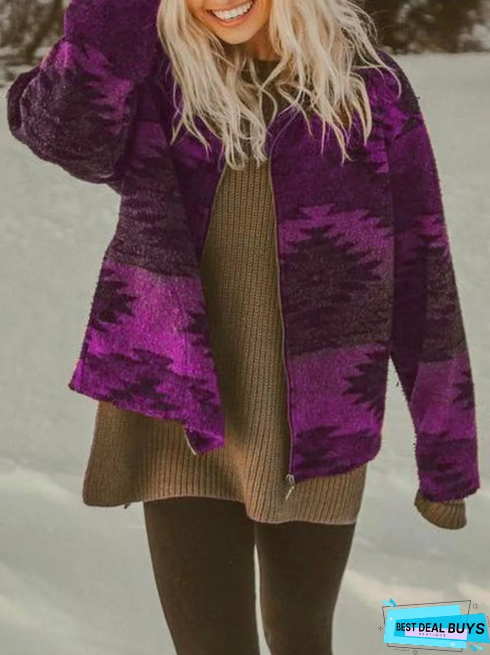 Vintage Floral-print Tribal Casual Jacket